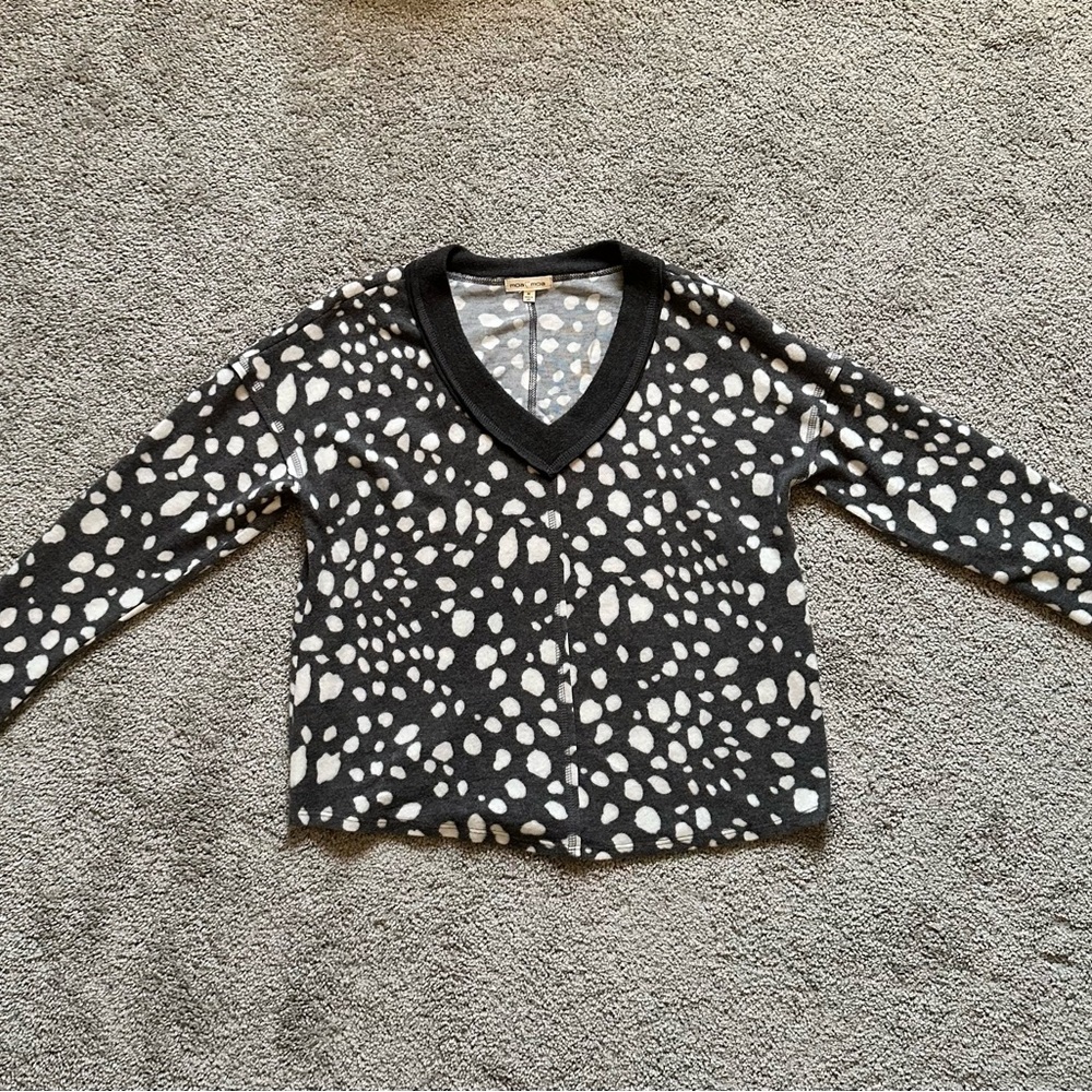 Moa Moa Grey and White Polka Dot Sweater